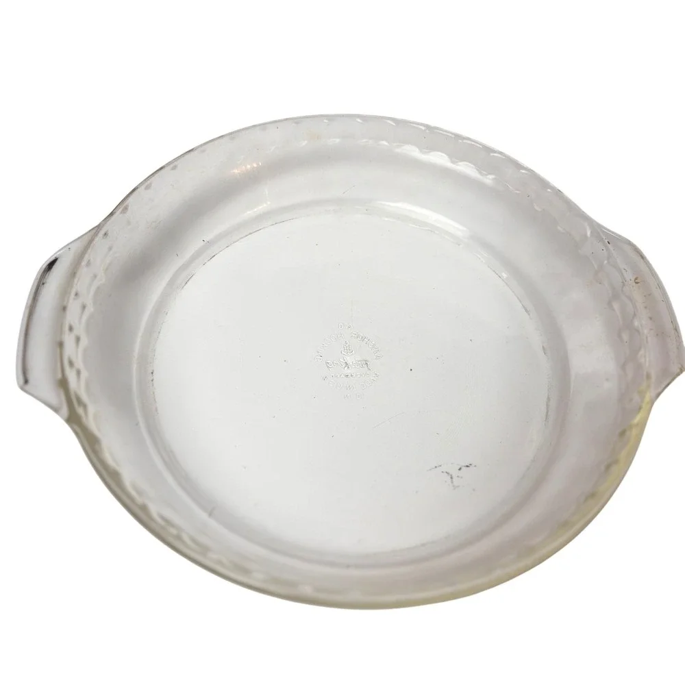 Vintage Anchor Hocking Fire-King Clear Glass 10 Inch Scalloped Pie Dish 470 USA‎